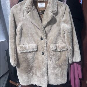 Zara Women's Cream Teddy Jacket